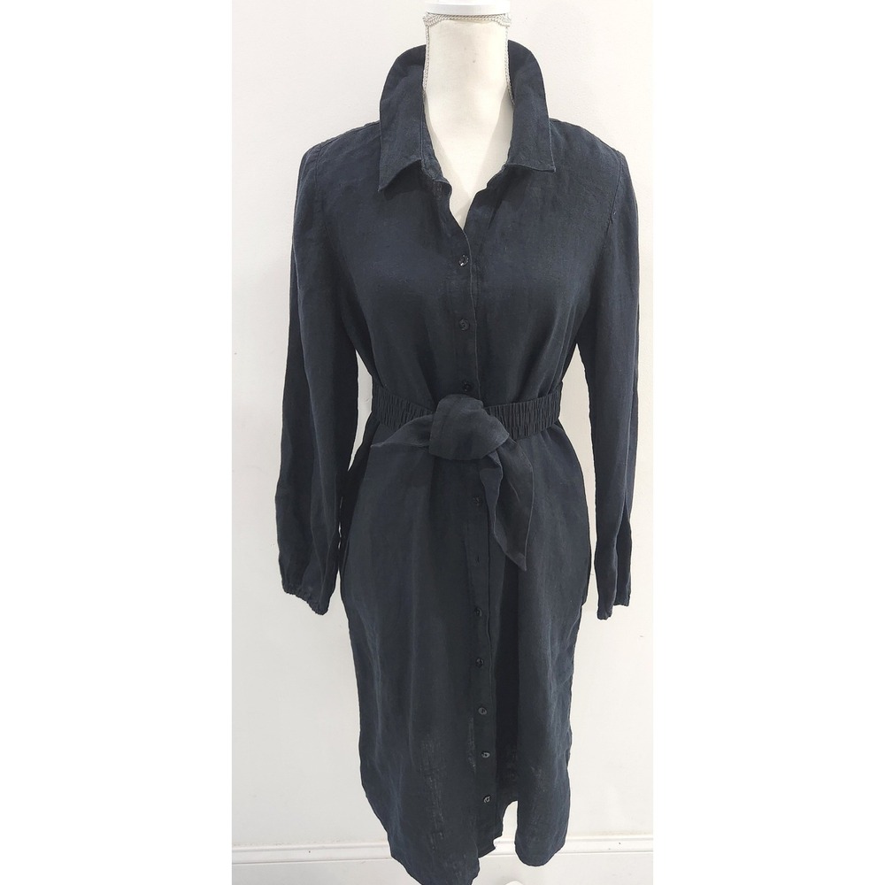 Lilly Pulitzer Bethanne Linen Shirt Dress Onyx Black 013123 Size 10 NWT - Picture 3 of 12